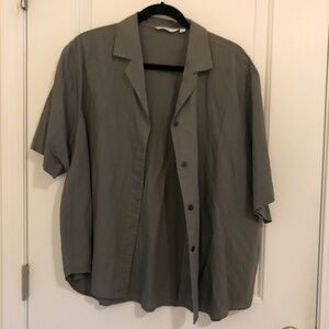 UNIQLO Grey Linen Short Sleeve Button-Up – XL, Never Worn